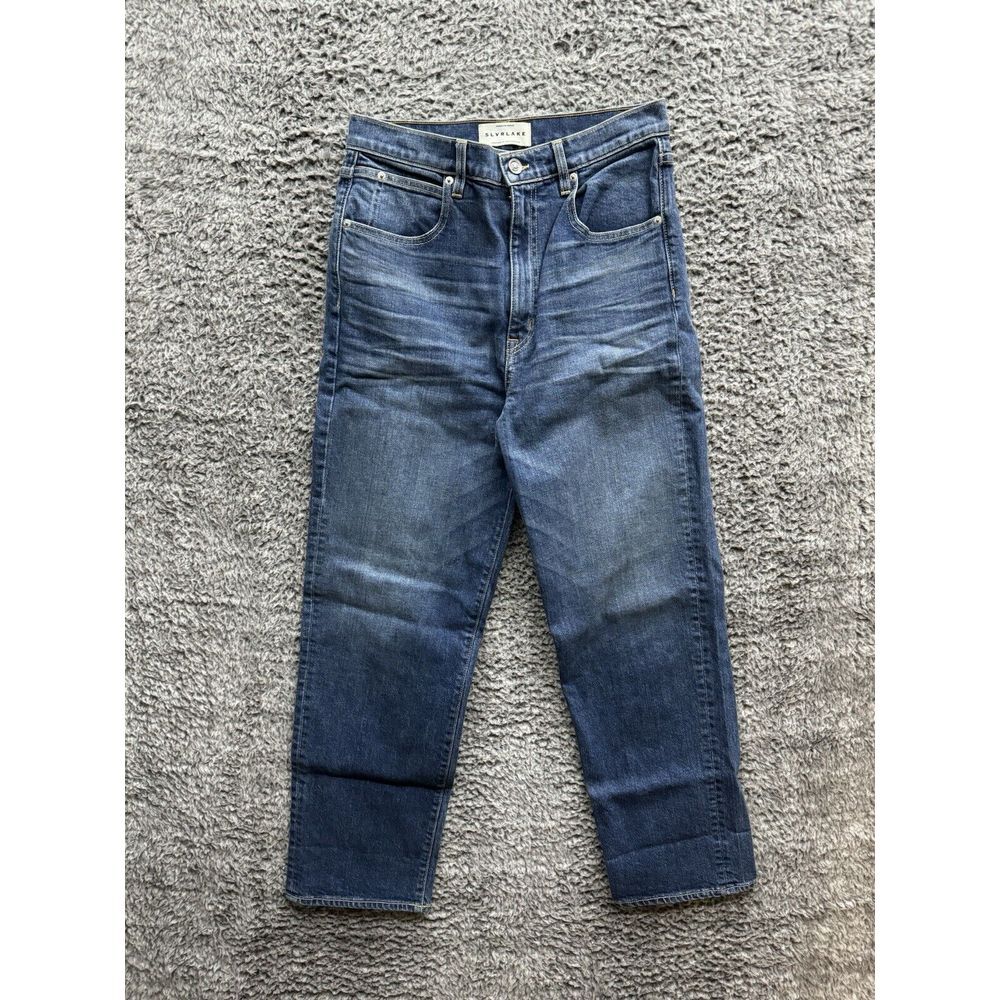 $329 SLVRLAKE Women's Blue London ankle High Rise Straight Jeans Size 27